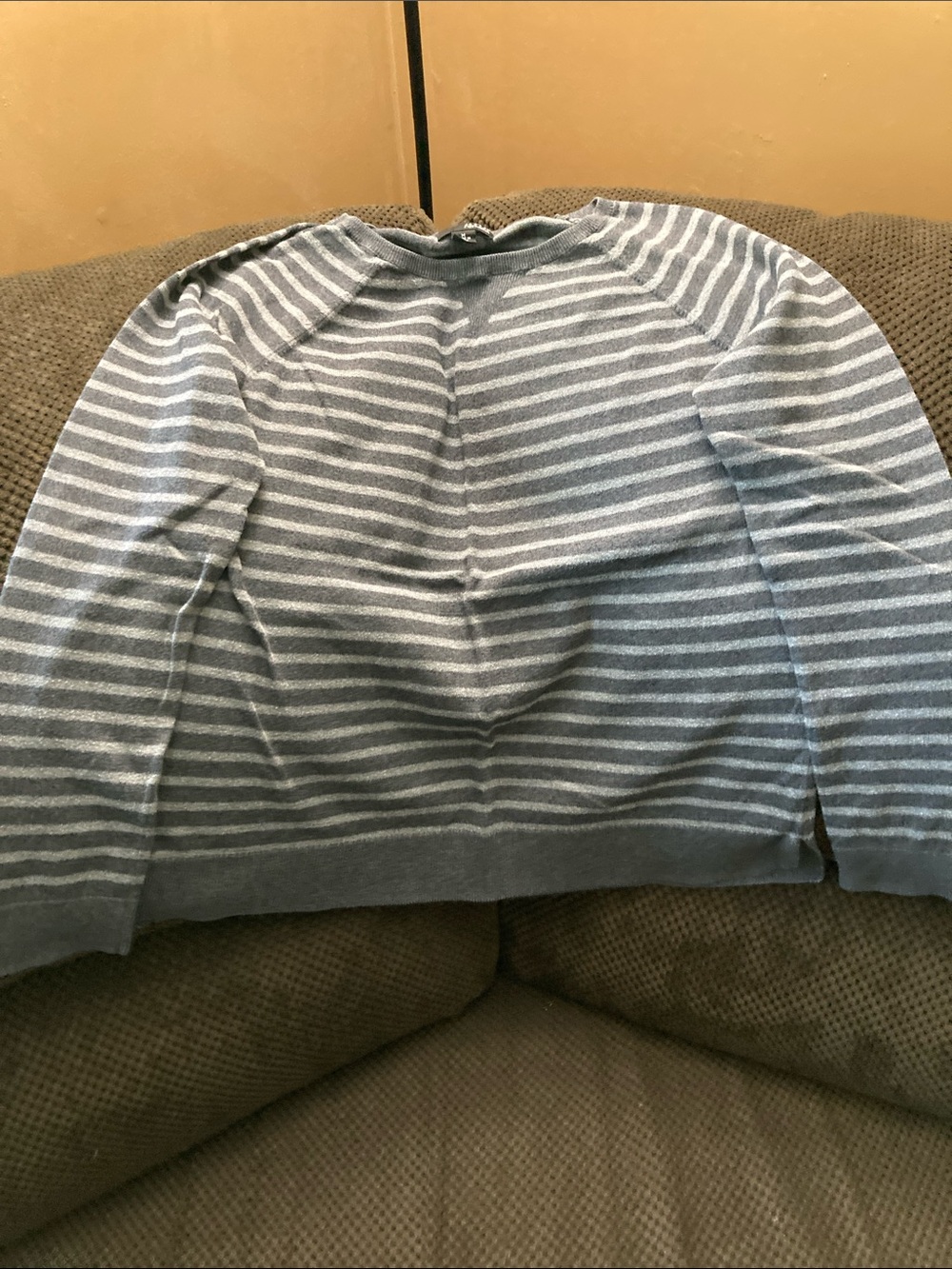 Striped Crewneck Sweater - Light Gray Stripes size M Ana brand